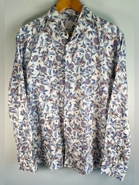 Rare Rabbit Lambo Paisley Floral Cotton Button Down Shirt Size XL Cotton EUC